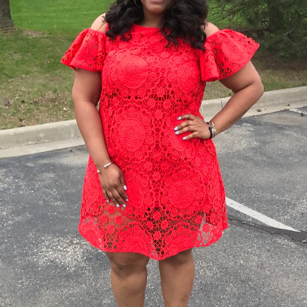 ASOS Red Lace Overlay Dress